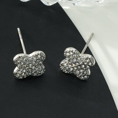 Boucles d'oreilles clous TREMBLANT Or Blanc (Ton Argent) : Zirconia (CZ) Pavé Éclatant – Scintillement Élégant Jour et Nuit