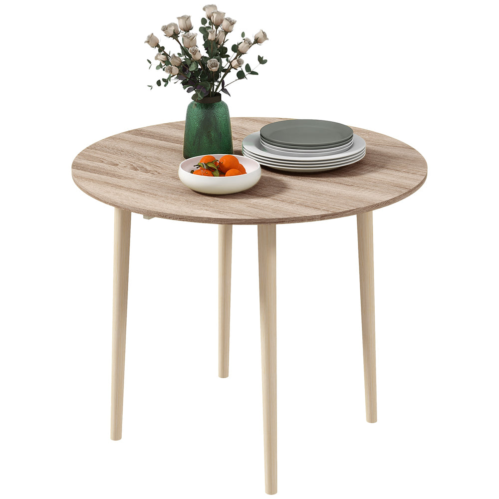 Merrill Round Drop-Leaf/Folding Dining Table for Small Spaces-Oak