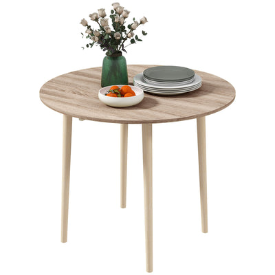 Merrill Round Drop-Leaf/Folding Dining Table for Small Spaces-Oak