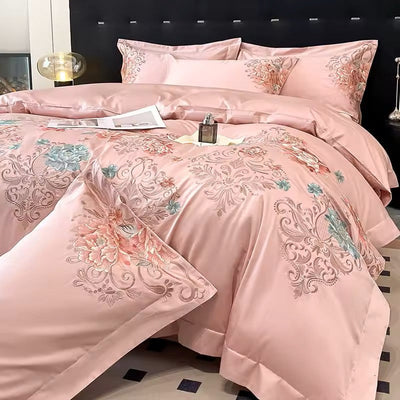 Talia Ensemble de housse de couette 100 % Coton 400 TC - Rose poudré