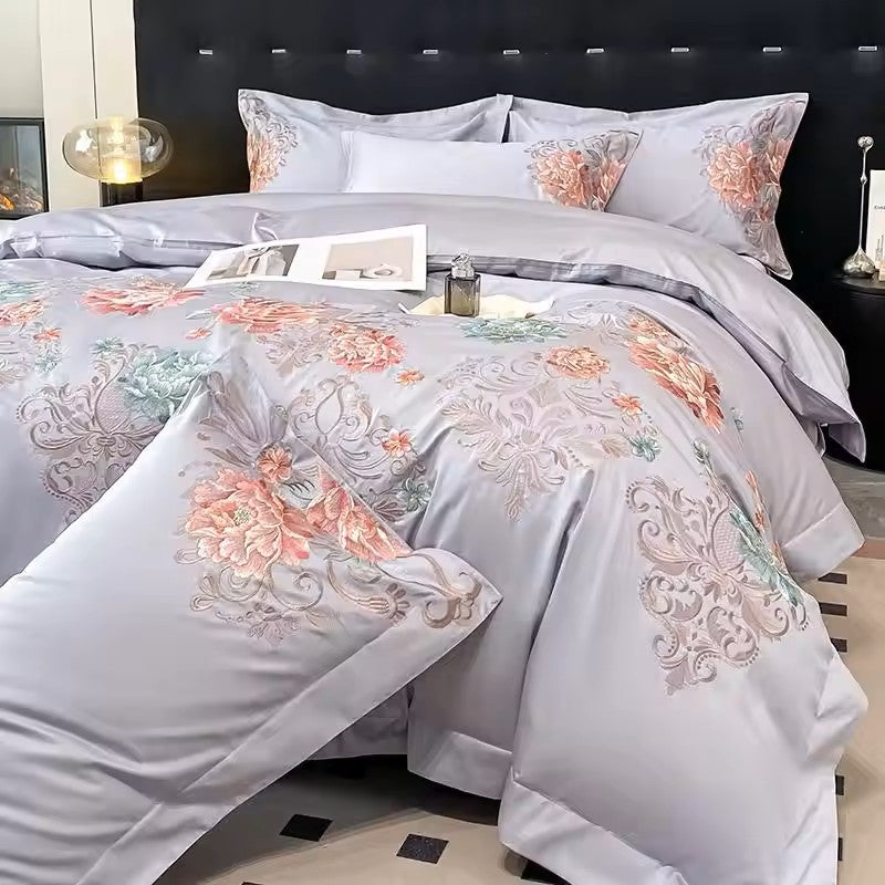 Ensemble de housse de couette Talia 100 % coton 400 fils - Lilas
