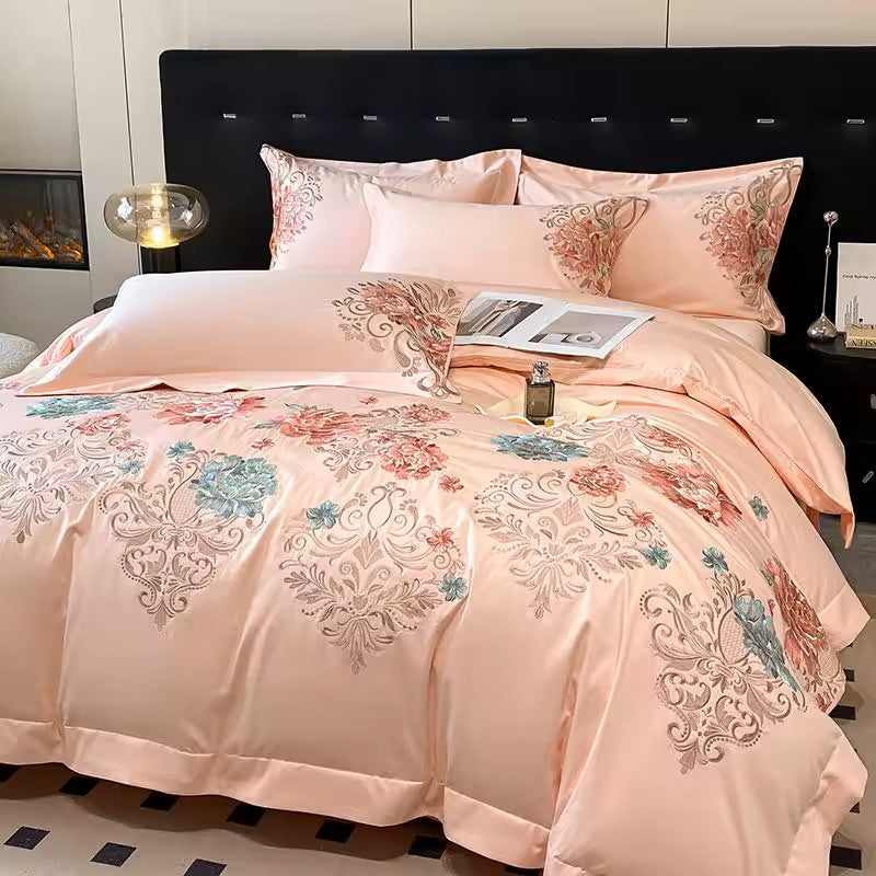 Ensemble de housse de couette Talia 100 % coton 400 fils - Pêche