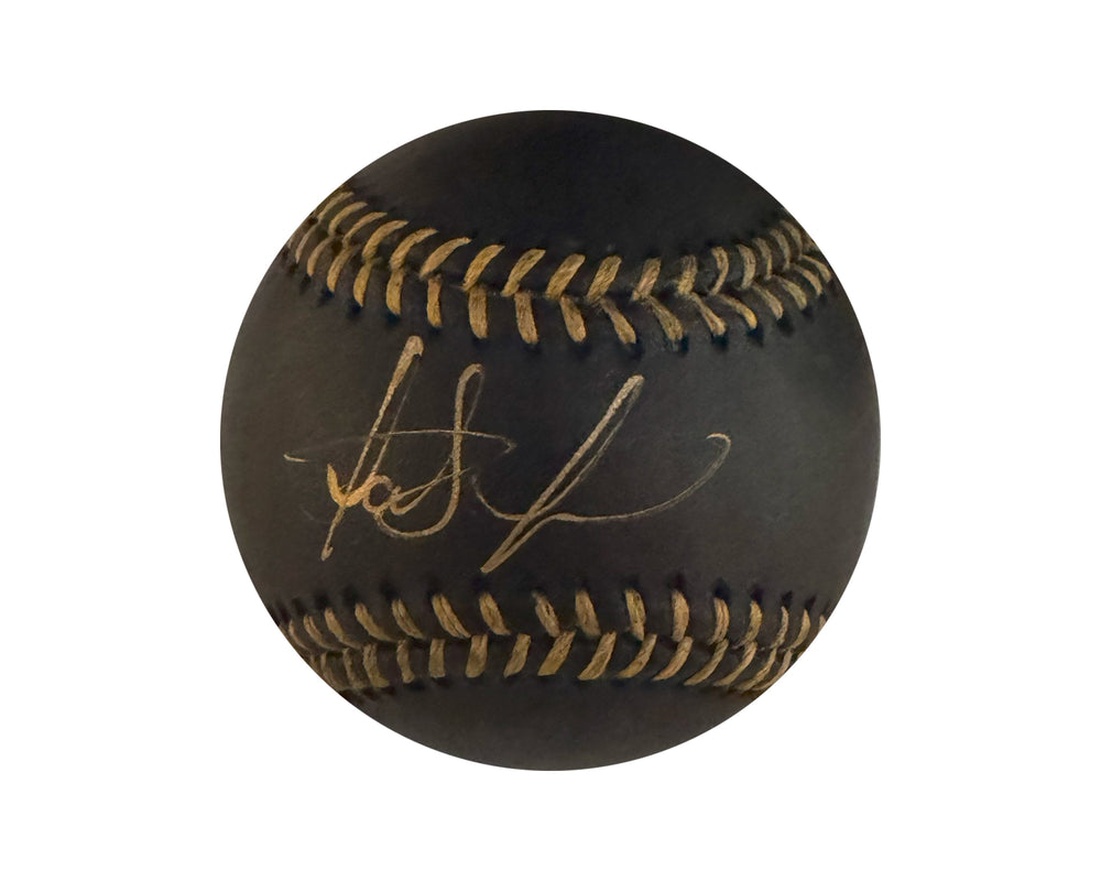 Balle de baseball officielle de la Ligue majeure Rawlings noire autographiée par Fernando Tatis Jr.
