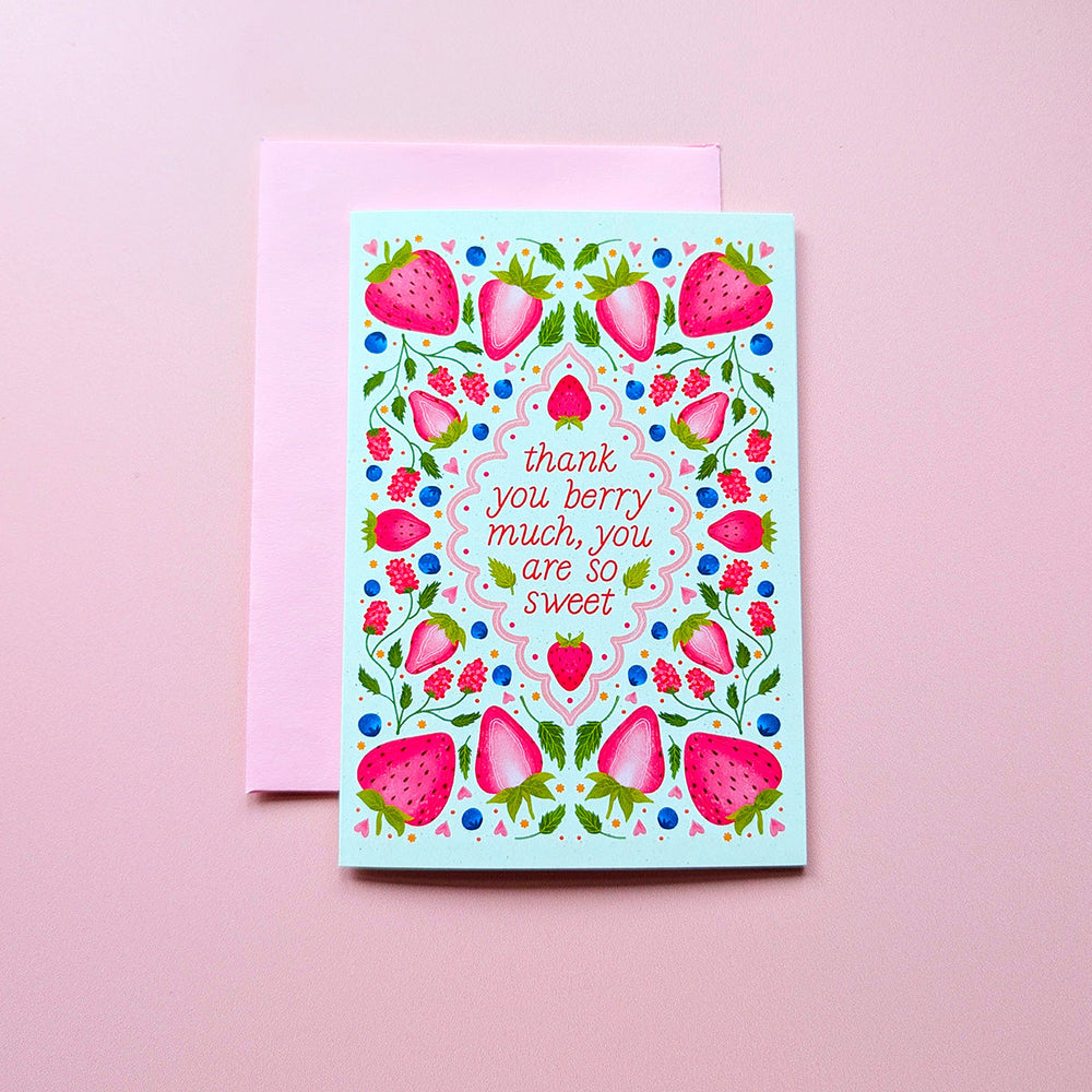 Thank You Berry Much | Mini Greeting Card — Cheeky Peach Designs