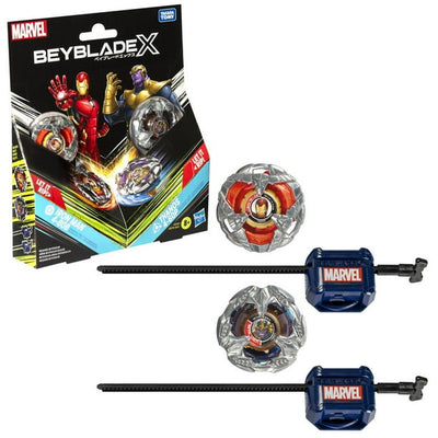 Set multiple Beyblade X Marvel Collab Iron Man 4-80B vs. Thanos 4-60B - Exclusif