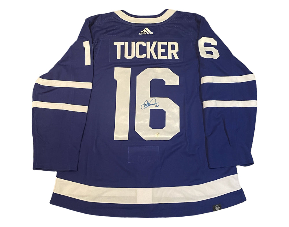 Maillot Adidas Bleu Domicile des Maple Leafs de Toronto dédicacé par Darcy Tucker