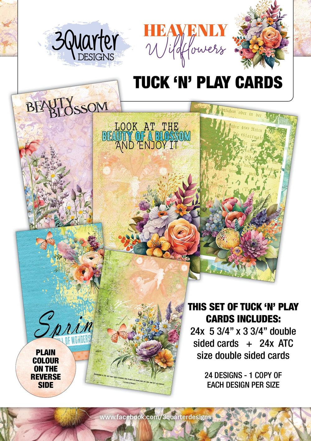 3Quarter Designs Heavenly Wildflowers - Cartes à glisser et à jouer