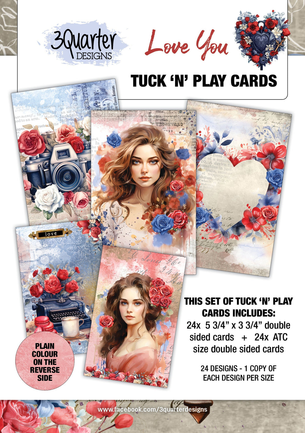 3Quarter Designs Love You - Cartes Tuck N Play