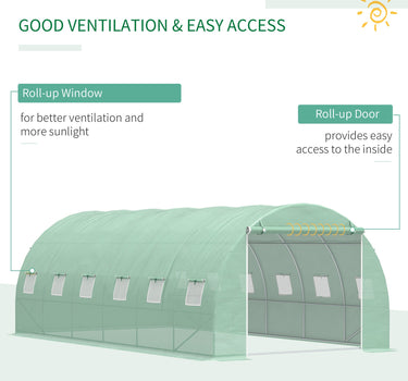 Outsunny 19.7'x9.8'x6.6' Large Walk-In Greenhouse Garden Plant Seed Growing Tunnel Shed Green