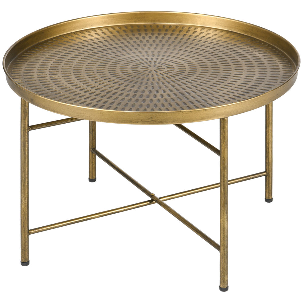 Dessie 24" Vintage Coffee Table with Hammered Tray Top and Metal Frame-Gold — SLOTH Nation