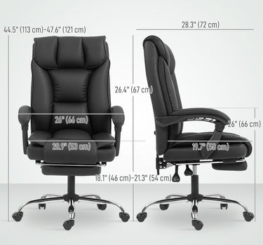 Alexis Executive Ergonomic Office Chair with Pet-Friendly Leather, Footrest and Swivel Recliner-Black