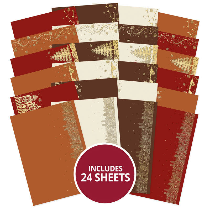 Collection de papier cartonné élégant du village de Noël avec finition aluminium