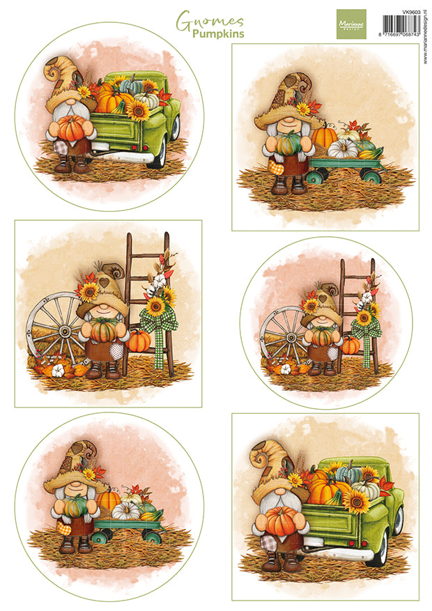 Marianne Design Feuille de découpe A4 - Gnomes - Citrouilles