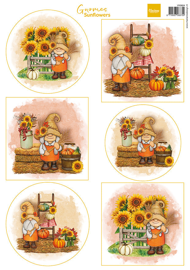 Marianne Design Feuille de découpe A4 - Gnomes - Tournesols