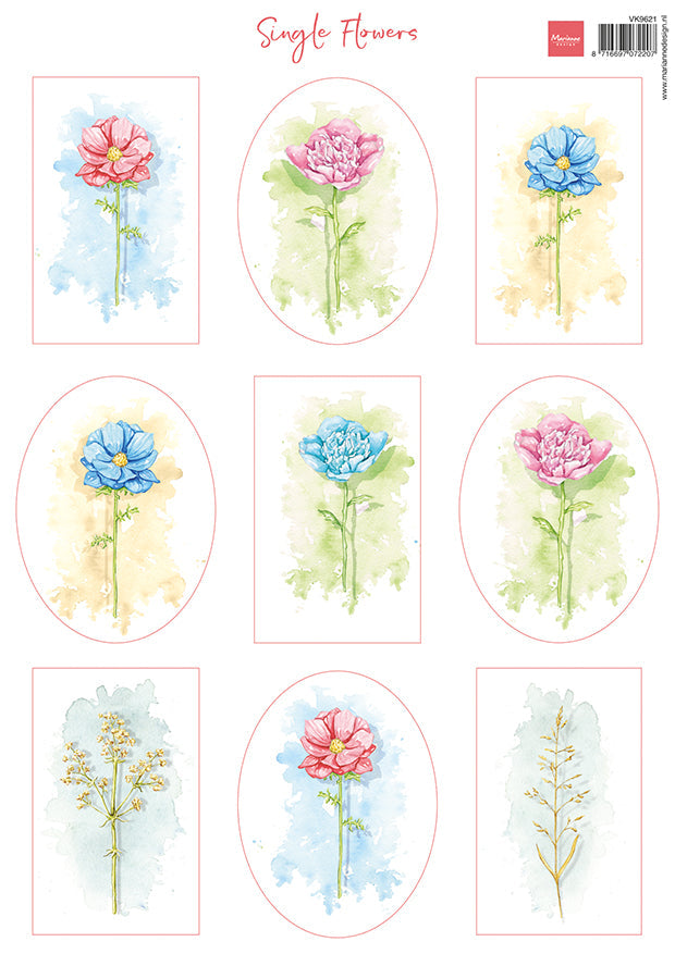 Marianne Design Feuille de découpage A4 - Fleurs individuelles