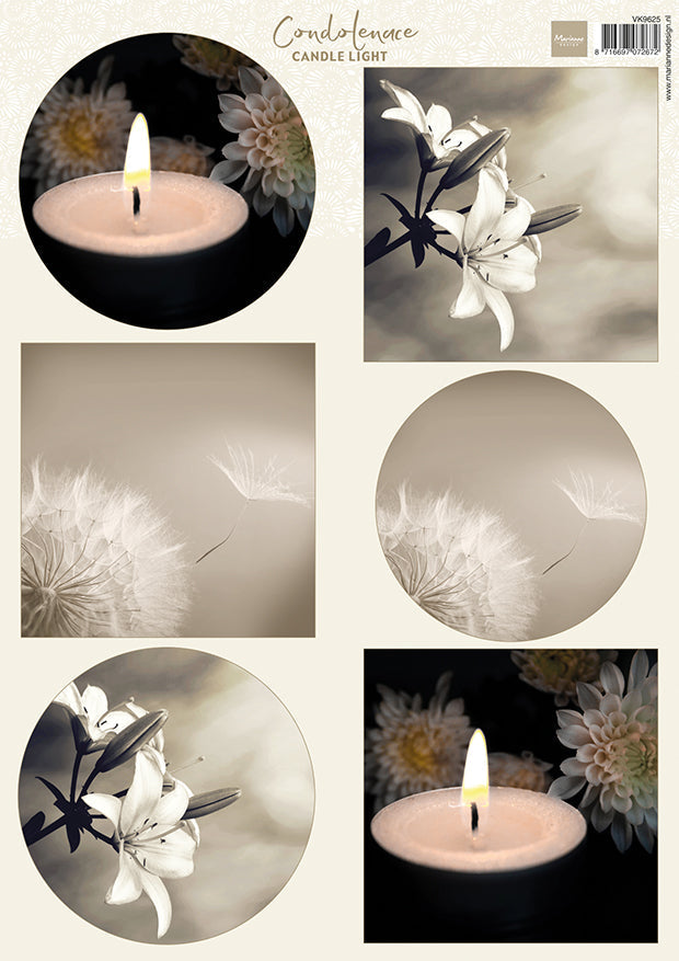 Marianne Design Feuille de découpage A4 - Condoléances - Lumière de bougie