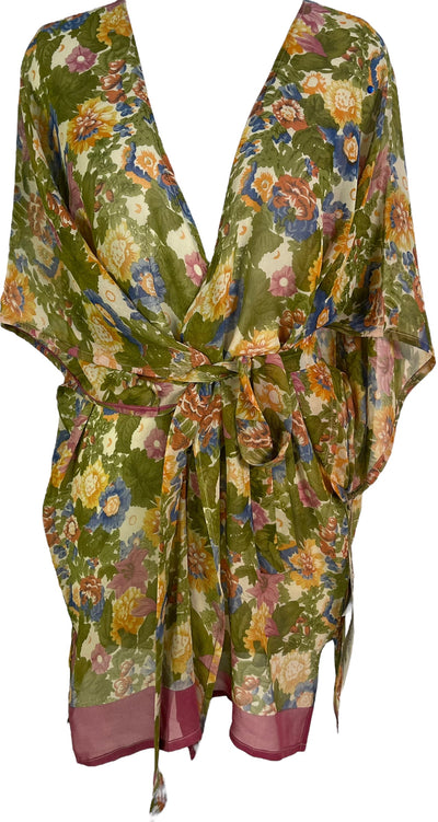 Veste Kimono PRG6442 en Soie Pure Avatar avec Ceinture