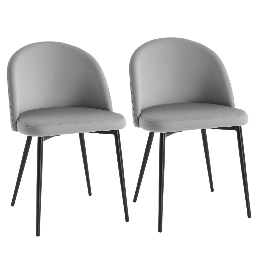 Dylan Set of 2 Mid-Back Velvet-Touch Dining Chairs-Grey