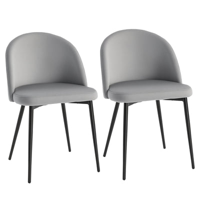 Lot de 2 chaises de salle à manger mi-dossier en velours Dylan – Gris