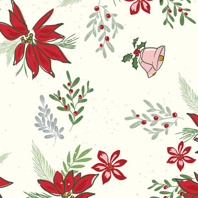 Mistletoe & Holly 108in Wide Back Floral Cloud