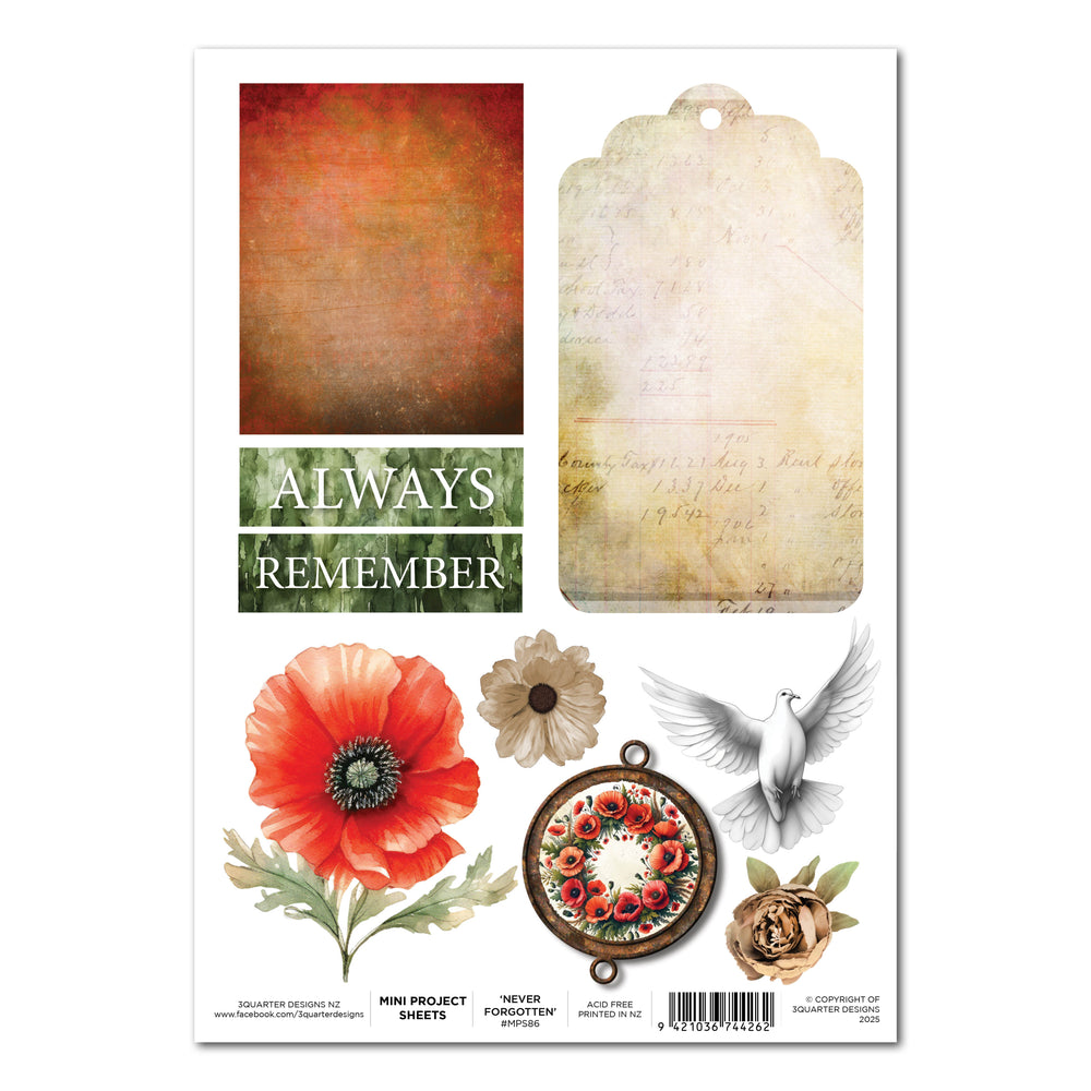 3Quarter Designs Never Forgotten - Mini Feuille de Projet