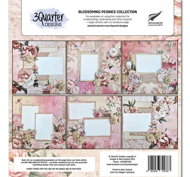 3Quarter Designs Blossoming Peonies 12x12 Design Paper & Diecuts Set
