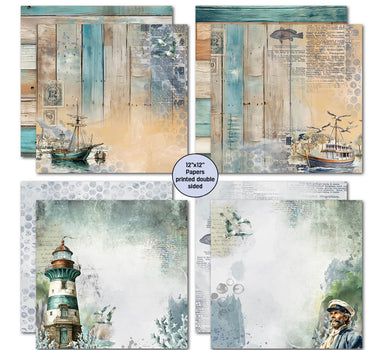 3Quarter Designs Maritime Tides 12x12 Scrapbook Collection