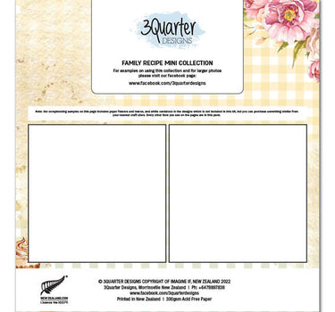 3Quarter Designs Family Recipe 12x12 Scrapbook Mini Collection