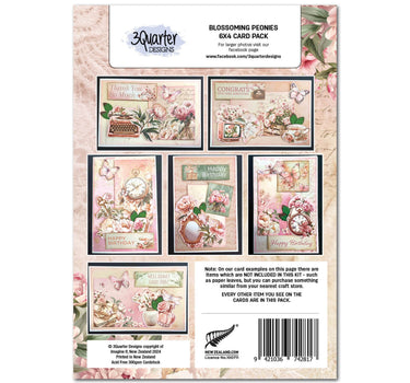 3Quarter Designs Blossoming Peonies 6x4 Card Pack