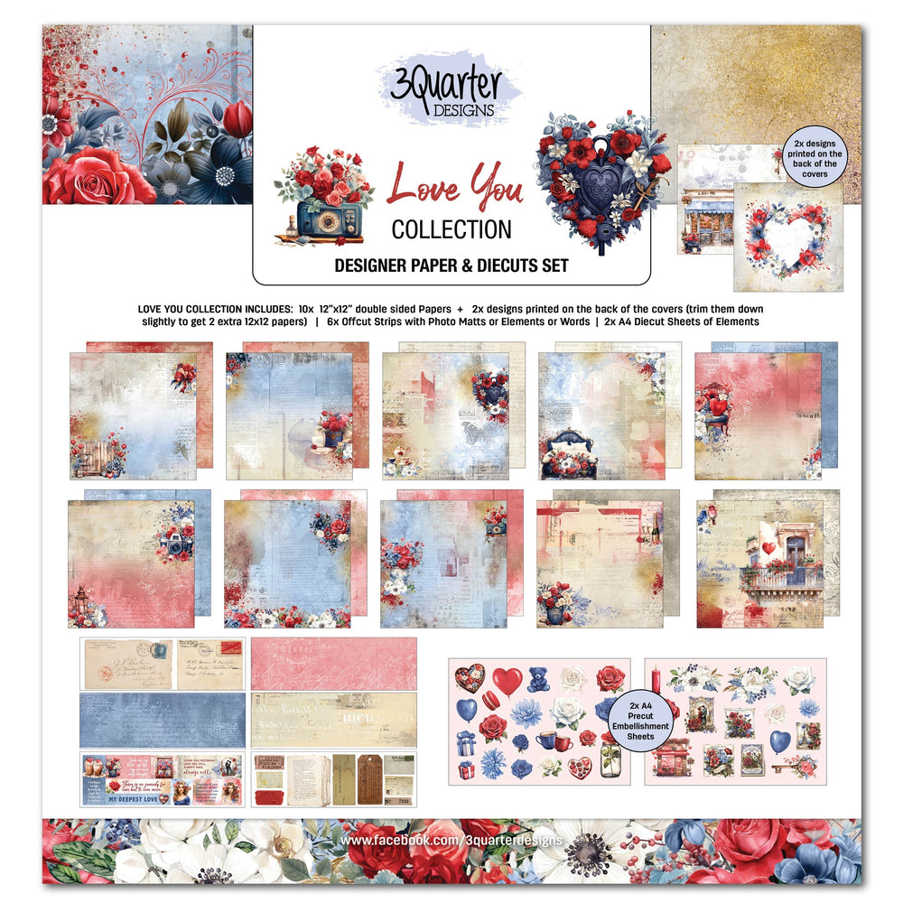 Collection de scrapbooking 3Quarter Designs Love You 30x30 cm