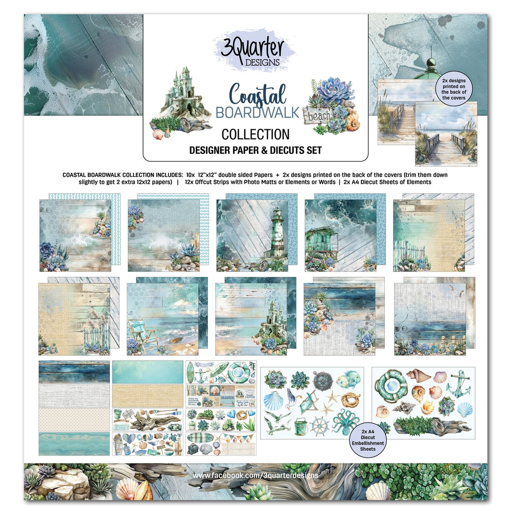 3Quarter Designs Coastal Boardwalk 12x12 Design Paper & Diecuts Set — Ecstasy Crafts