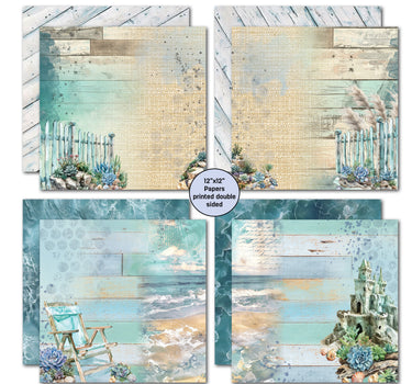 3Quarter Designs Coastal Boardwalk 12x12 Design Paper & Diecuts Set