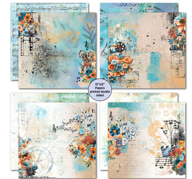 3Quarter Designs Cerulean Score 12x12 Design Paper & Diecuts Set