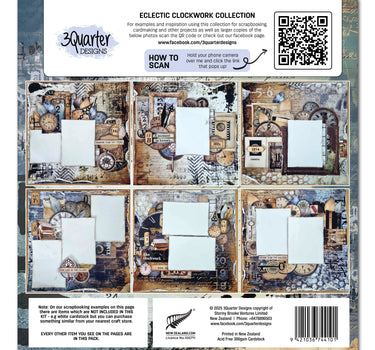 3Quarter Designs Eclectic Clocks 12x12 Design Paper & Diecuts Set