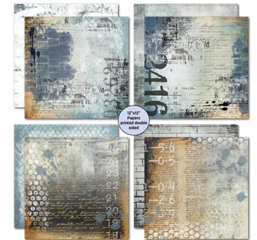 3Quarter Designs Eclectic Clocks 12x12 Design Paper & Diecuts Set