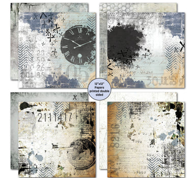 3Quarter Designs Eclectic Clocks 12x12 Design Paper & Diecuts Set