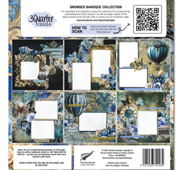 3Quarter Designs Grunged Baroque 12x12 Design Paper & Diecuts Set