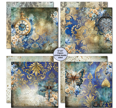 3Quarter Designs Grunged Baroque 12x12 Design Paper & Diecuts Set