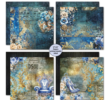 3Quarter Designs Grunged Baroque 12x12 Design Paper & Diecuts Set