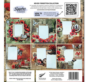 3Quarter Designs Never Forgotten 12x12 Design Paper & Diecuts Set