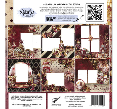 3Quarter Designs Sugarplum Wreath 12x12 Design Paper & Diecuts Set