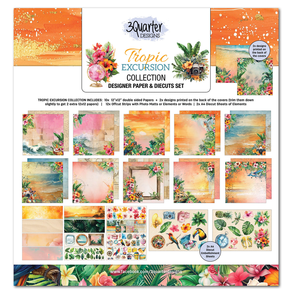 Set de papier et de découpes 12x12 3Quarter Designs Tropic Excursion