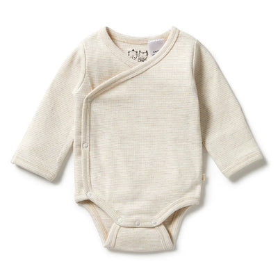 Organic Stripe Rib Kimono Bodysuit | Oatmeal | Wilson + Frenchy