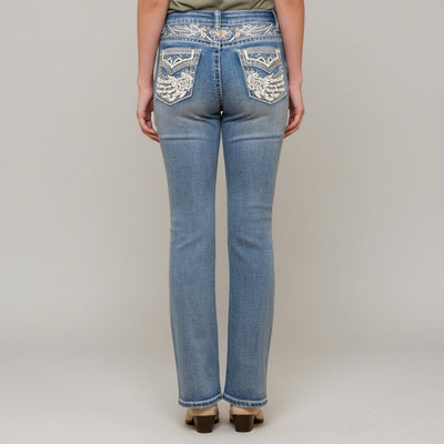 Westfield Eagle Women’s Embroidered Bootcut Jeans. Wings & Rose Bling Denim