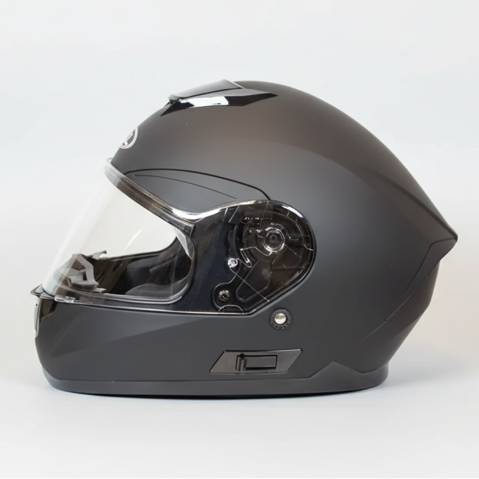 Casque de moto intégral noir mat en cuir West Coast