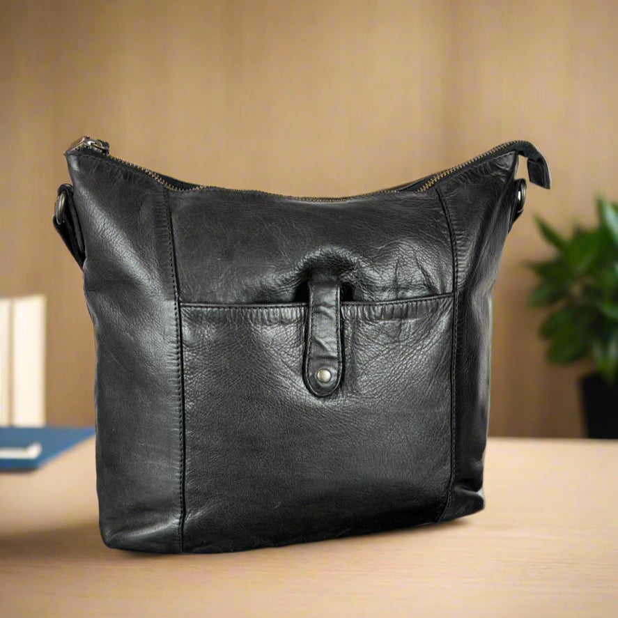 Sac à main en cuir MET à bouton-pression sur le devant