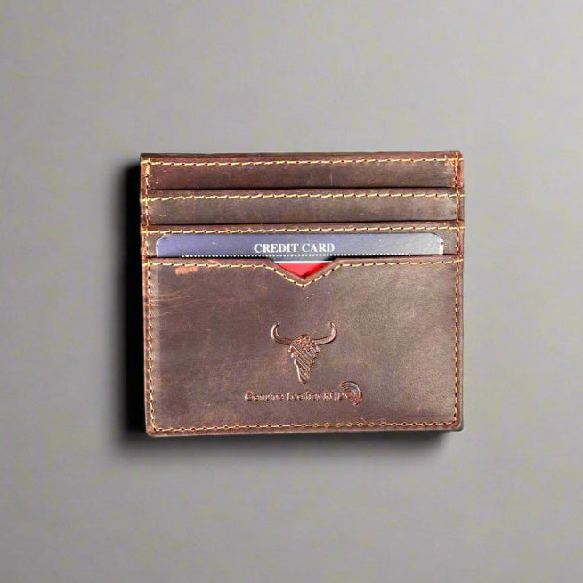 Porte-cartes en cuir de vachette fin pour homme