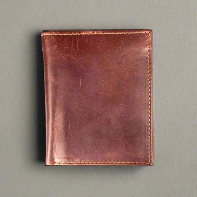 Portefeuille en cuir de vachette bi-volets avec porte-cartes amovible pour homme