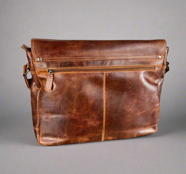 Greenwood Leather Laptop Bag. Premium Waxed Full-Grain Leather Briefcase for 16" Laptops