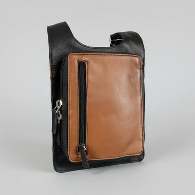 Sac bandoulière organisateur JBG Slim en cuir avec RFID. Sacoche antivol de voyage